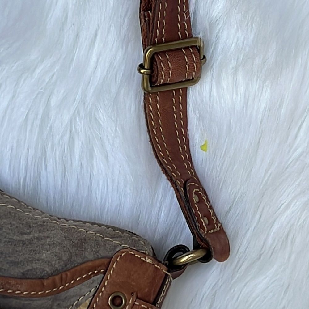 Fossil Brown Beige Leather Patchwork Crossbody Pu… - image 3